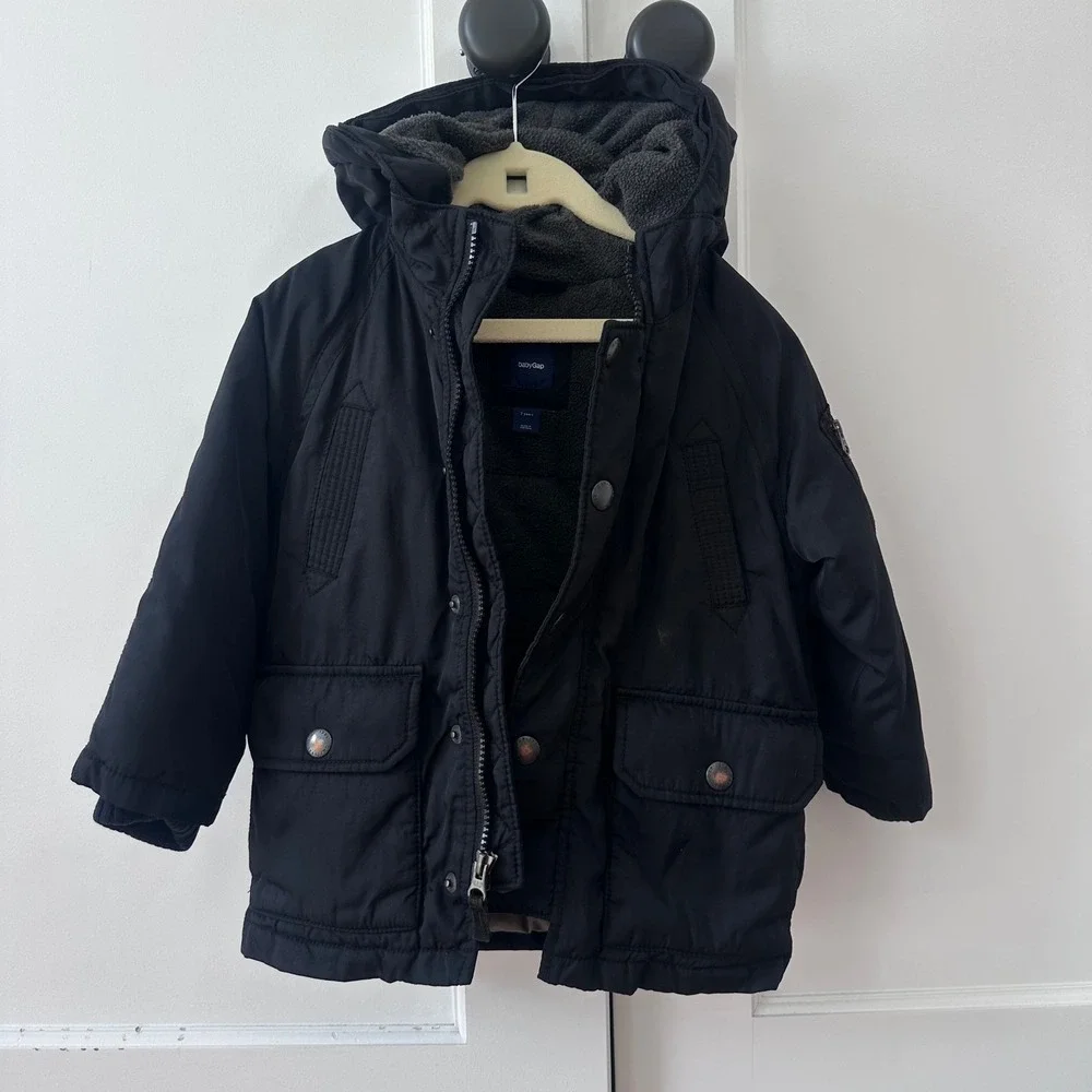 Baby Gap Kids Black Primaloft Hooded Parka Winter Coat 3 Years 983616